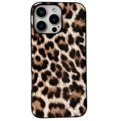 Siyah Çerçeve Leopar Desenli Lüks Kılıf iPhone 16 Pro Max